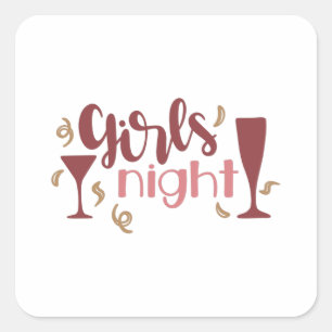 Girls night square sticker