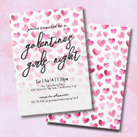 Girls Night Watercolor Hearts Galentine's Day