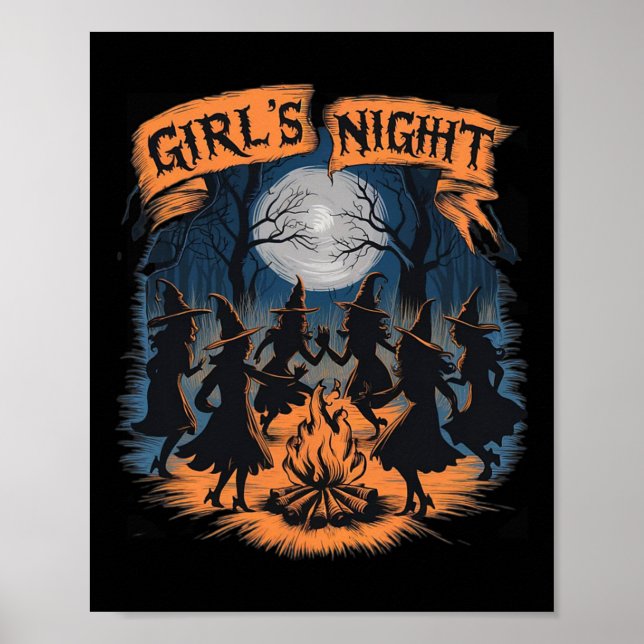 Girls' Night Witch Coven Halloween Design Spooky F Poster (Front)