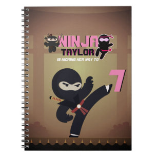 Girls NINJA Kicking it Karate Warrior Pink Black Notebook