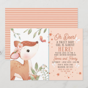 Girls Oh Deer Baby Shower Invitation
