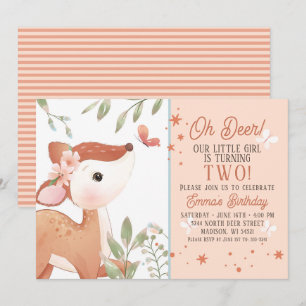 Girls Oh Deer Birthday Party Invitation