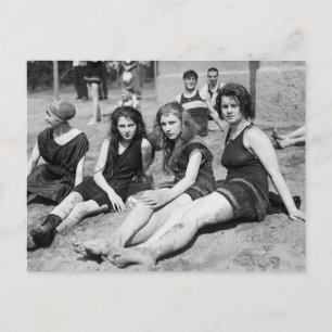 Girls on the Beach, early 1900s Postcard