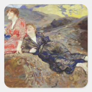 Girls on the Shore, c.1884-85 Square Sticker