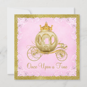 Girls Once Upon a Time Princess Carriage Birthday Invitation