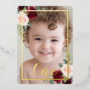 Girls or Boys 1st Birthday Party Photo Floral