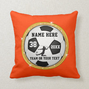 Girls Orange Soccer Gifts for High School Seniors Cushion