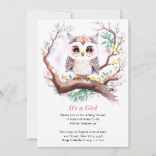 Girl's Owl Baby Shower Forest Adventure Invitation