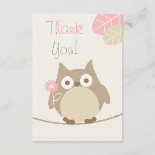 Girls Owl Baby Shower Thank You