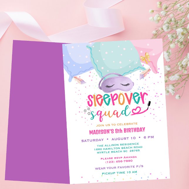 Girls Pajama  8th Birthday Sleepover Party   Invitation (Creator Uploaded)