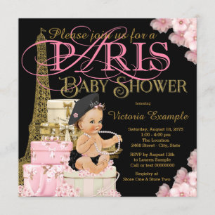 Girls Paris Baby Shower Invitations