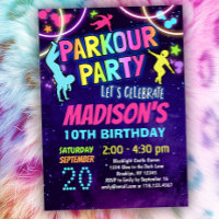 Girls Parkour Birthday Party Invitation