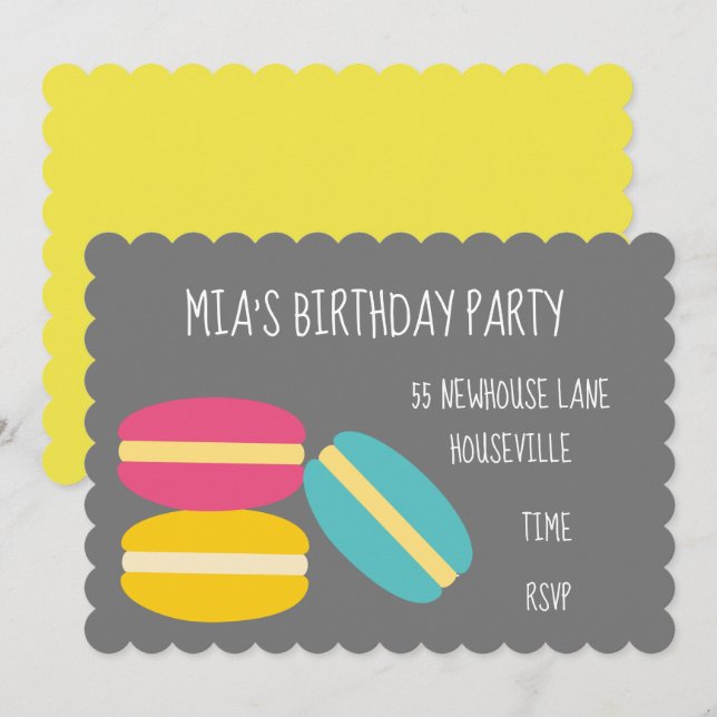Girl's party cute macaron birthday Party Invitation (Front/Back)