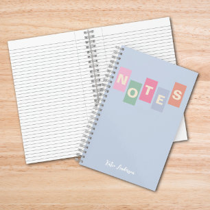 Girls Pastel Monogrammed Full Name Notes Notebook