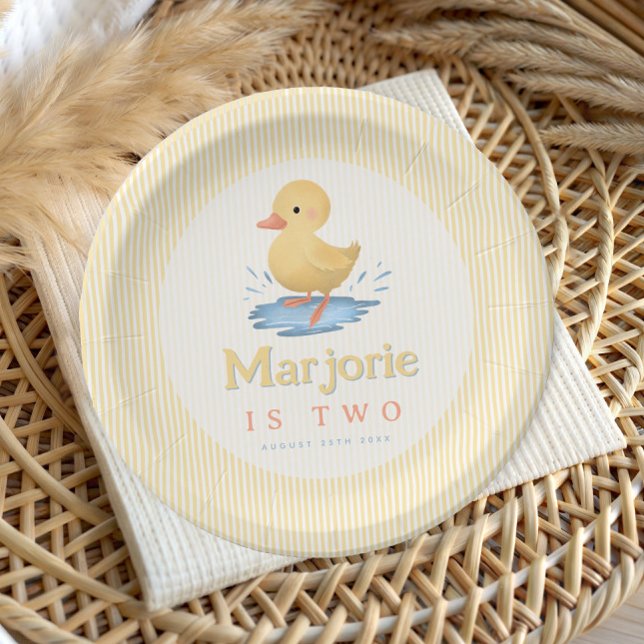 Girls Pastel Summer Duckling Birthday Paper Plate (Creator Uploaded)