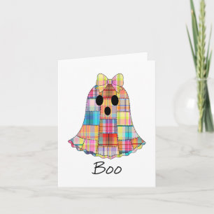 Girls Patchwork Ghost Colourful Halloween Madras P Card