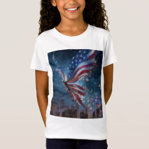 Girls Patriotic 4th of July T-Shirt – Cute USA Ind