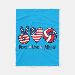 Girls Peace Love Volleyball 4th July Aamerican Fleece Blanket