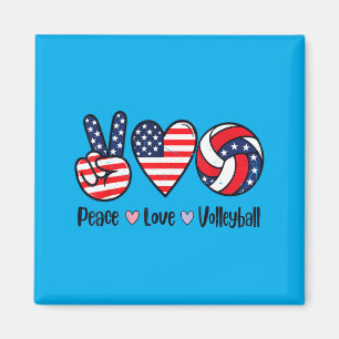 Girls Peace Love Volleyball 4th July Aamerican Magnet