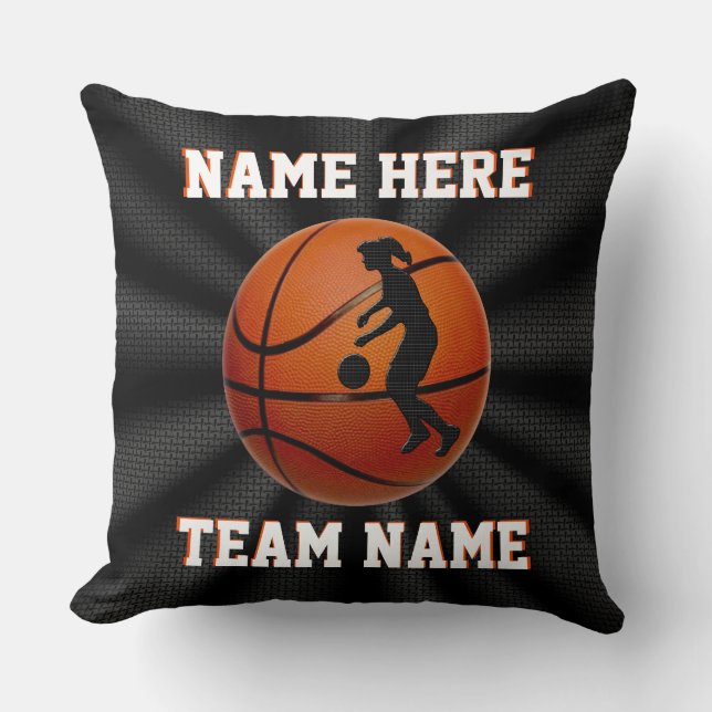 Girls Personalised Basketball Pillows Team Gifts (Front)