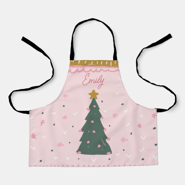 Girls Personalised Christmas Kitchen Apron (Front)