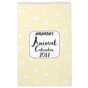 Girls Personalised Cute Animals 2017 Calendar