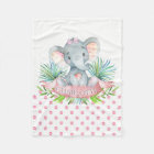 Girls Personalised Elephant Baby Blanket