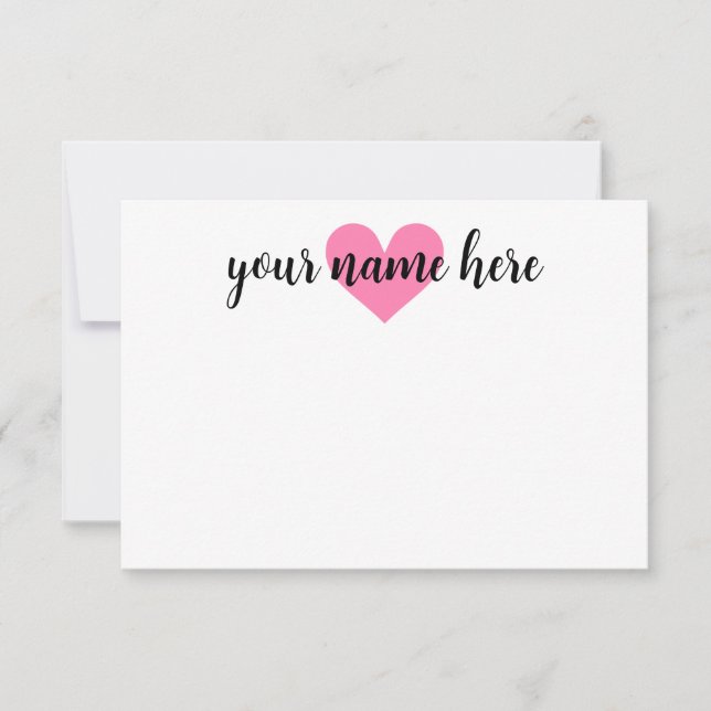 Girls Personalised Heart Stationery Notecards (Front)