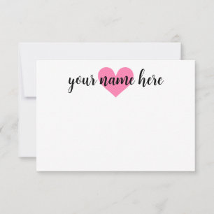 Girls Personalised Heart Stationery Notecards