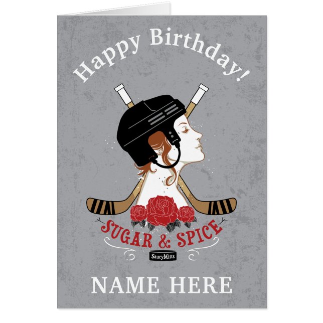 Girls Personalised Hockey Birthday Sugar and Spice (Front)