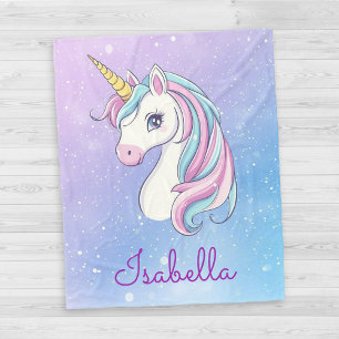Girls Personalised Magical Unicorn Fleece Blanket