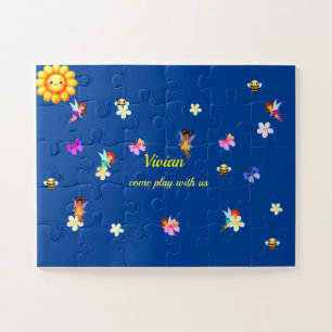 girl's personalised name fairy and flower Puzzle