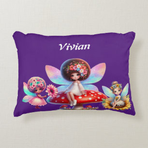 Girls personalised name fairy decorative cushion