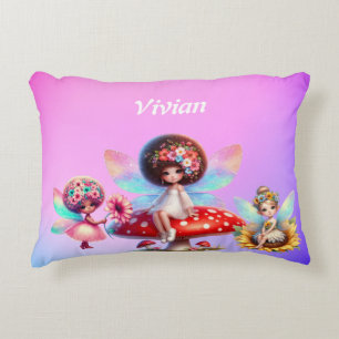 Girls personalised name fairy decorative cushion