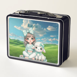 Girls Personalised name  Metal Lunchbox