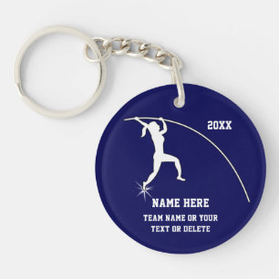Girls Personalised Pole Vault Gifts, Your Colours Key Ring