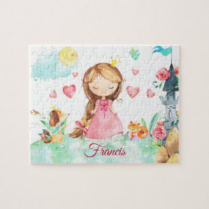 Girls Personalised Princess Custom Name  Jigsaw Puzzle