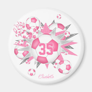 girls personalised soccer ball blowout pink  magnet