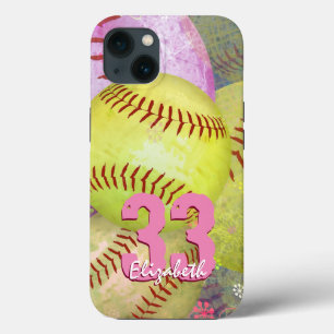 Girl's personalised softball iPhone 13 case
