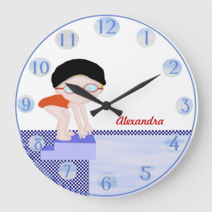 Girls Personalised Swim Wall Clock