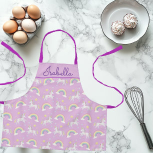 Girls Personalised Unicorn Rainbow Apron