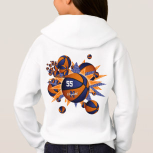 Girl's personalized blue orange basketballs