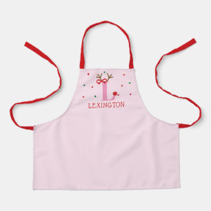 Girls Personalized Reindeer Initial L Apron