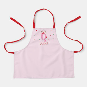 Girls Personalized Reindeer Initial Q Apron