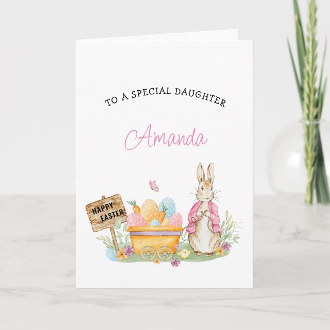 Girls Peter Rabbit Happy Easter Daughter Holiday Card (Front)