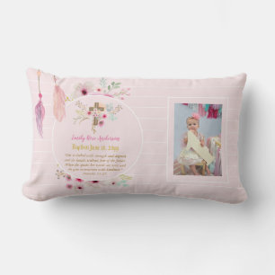 Girls PHOTO Baptism Christening Gift Proverb 31:25 Lumbar Cushion