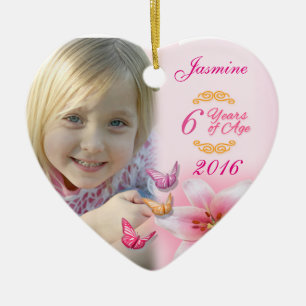 Girls Photo Ceramic Heart Ornament Keepsake