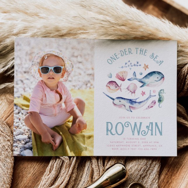 Girl's Photo One-der the Sea Birthday Invitation (Creator Uploaded)