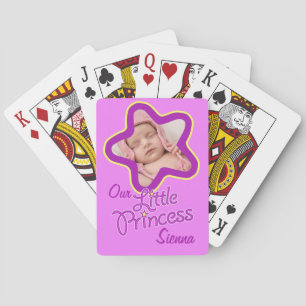 Girls photo our little princess name playing cards