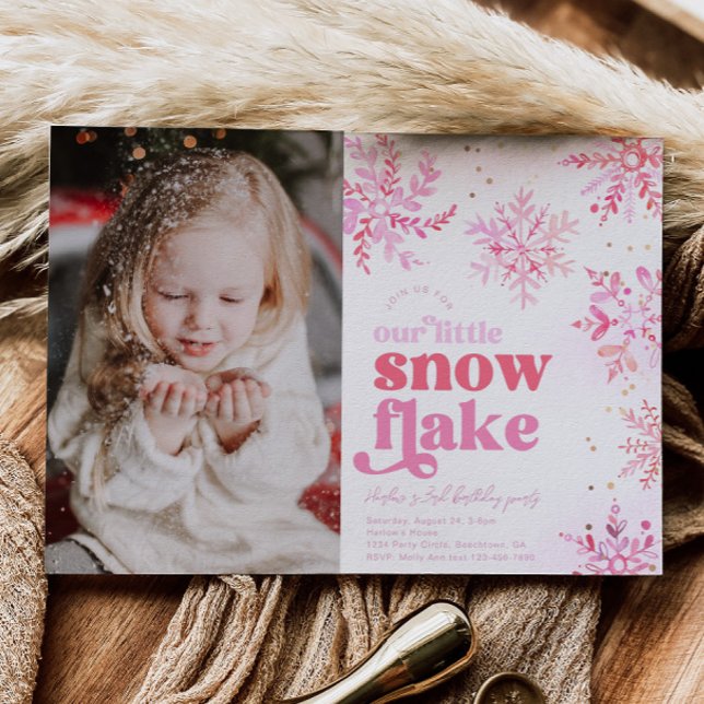 Girl's Photo Winter Birthday Invitation (Creator Uploaded)